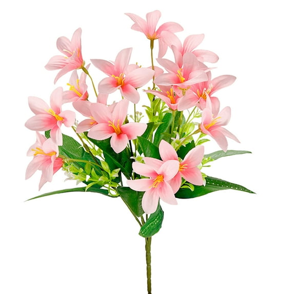 Long Stem Artificial Lilies Flowers Fake Silk Full Bloom Lily for Home Table Centerpieces Vase Arrangement Wedding DIY Decoration, 6 Heads/Branch for Home Office, 1Pc, Multicolor(Pink,13x5.9")