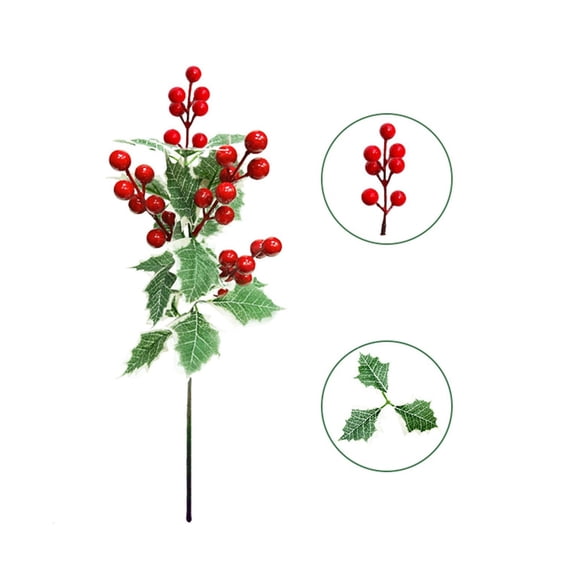 Long Stem Artificial Red Berry Pick, Fake Holiday Berry Floral Stem for Christmas Wreath, Vase Arrangement, Winter Home Decor & Festive Crafts