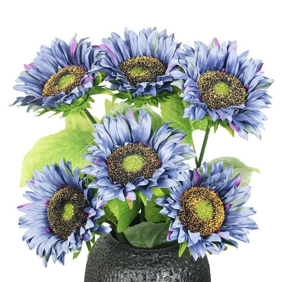 Long Stem Artificial Sunflowers for Tall Vase, Silk Fake Fall Sunflowers for Home Wedding Party Decoration (6 Mixed Colors)