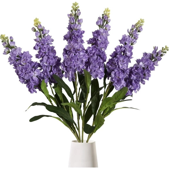 Long Stem Delphinium Artificial Flowers, Snapdragon Fake Flowers Purple Silk Flowers 3.5" Antirrhinum Majus Arrangement Decorations for Tall Vase Home Garden Wedding Decor (Dark Purple)