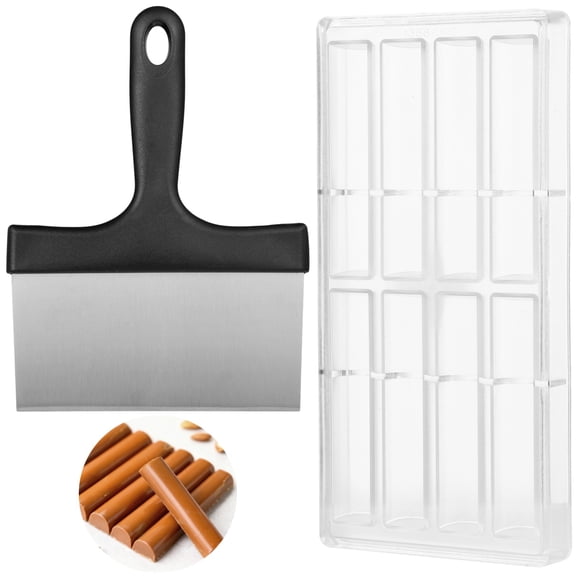 Long Stick Chocolate Mold, Includes Stainless Steel Scraper, 3D Cylinder Chocolate Making Molds, Transparent Plastic Candy Molds with 8 Cavities, Ideal for DIY Baking Projects