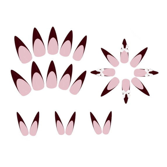 Long Stick on Nail With Bows Designs Nail Accesories Artificial Nail for Women
