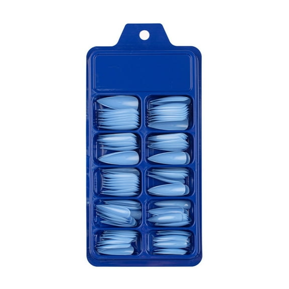 Long Stiletto Nail Tips - French Tip Press on Nails for Nail Extensions(10 Sizes) - Acrylic Manicure DIY Tools Full Style 20 Colors Nails Art - 100 Pcs/Box-Light Blue