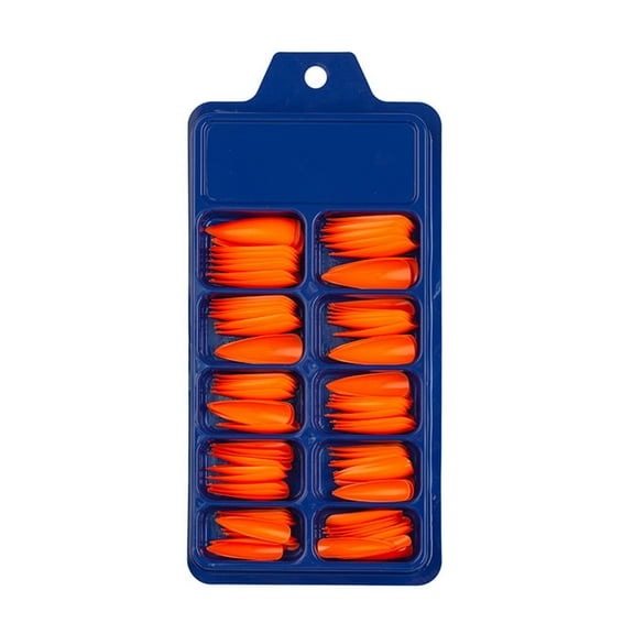 Long Stiletto Nail Tips - French Tip Press on Nails for Nail Extensions(10 Sizes) - Acrylic Manicure DIY Tools Full Style 20 Colors Nails Art - 100 Pcs/Box-Orange
