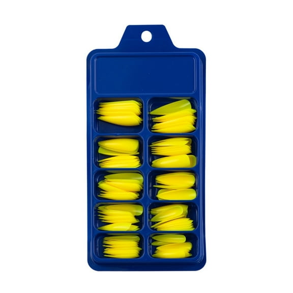 Long Stiletto Nail Tips - French Tip Press on Nails for Nail Extensions(10 Sizes) - Acrylic Manicure DIY Tools Full Style 20 Colors Nails Art - 100 Pcs/Box-Yellow