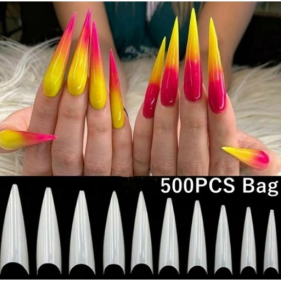 Long Stiletto Nails Tips Artificial False Nail Tips Fake Tips 500Pcs in Bags Jargod