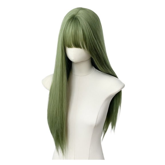 Long Straight Bangs Wig Full Head Cover, Versatile For Daily Use
