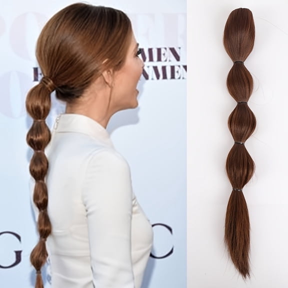 Long Straight Bubble Ponytail Wig for Women - Gripper Style Hairpiece Breathable, lightweight