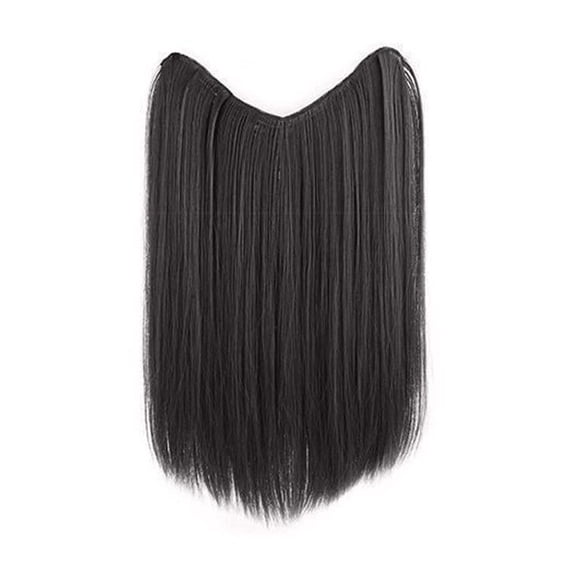 Long Straight Clip In Hair Extension - One Piece Synthetic Hairpiece for Women, Natural Black, 20 Inch