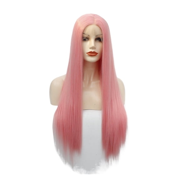 Long Straight Hair Wig For Women, High Temperature Silk, Mid Split Front Lace Full Head Cover Breathable, lightweight