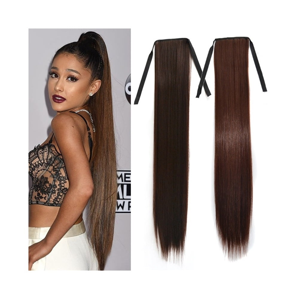 Long Straight Synthetic Pony Tail Clip in Hair Extensions Wrap Around Fake Ponytail Hairpiece