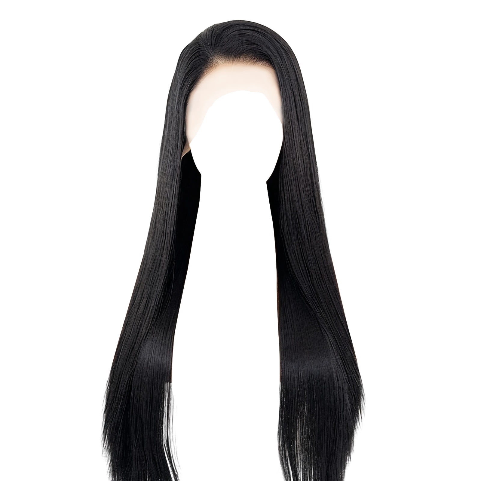 Long Straight Synthetic Wig for Women, Dark Brown Natural Looking Full Hair Wig for Daily Wear(Black,55cm)