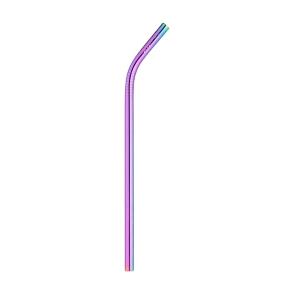 Long Straw, Stainless Steel Straw, Reusable Straw, Metal Straw, 10 in Bent, Iridescent, Stainless Steel, Reusable Drinking Accessory, Iced Coffee, Smoothies, Fountain Drinks, 1 Pc
