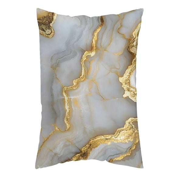Long Strip Polyester Pillowcase Without Pillow Core Hidden Zipper Opening Metal Zipper Head Marble White Yellow 16 "x24 "