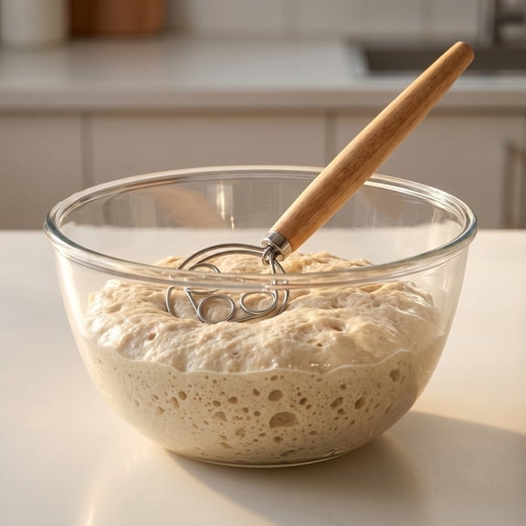 Long Style Danish Dough Whisk Stainless Steel Bread Whisk With Wooden Handle Hand Mixer For Sourdough Pizza Cake Batter Kitchen Baking Tool Home Baking Accessory