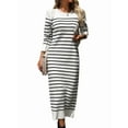 thumbnail image 1 of Long Sweater Dress for Women Loose Knitwear Striped Long Dresses Stylish Autumn and Winter Outfits White XL, 1 of 7