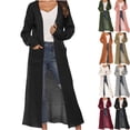 thumbnail image 1 of Long Sweaters for Women Cardigan Open Front Long Sleeve Plus Size Lightweight Knit Soft Cardigans Fashion Fall Crochet Tops for Women Solid Color Cardigan With Large Pockets Long Thin Coat, 1 of 5