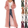 thumbnail image 1 of Long Sweaters for Women Cardigan Open Front Long Sleeve Plus Size Lightweight Knit Soft Cardigans Fashion Fall Crochet Tops for Women Solid Color Cardigan With Large Pockets Long Thin Coat, 1 of 5