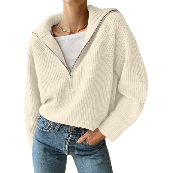 Long Sweaters for women’S Casual Long Sleeve Half Zip Pullover Sweaters V Neck Collar Ribbed Knitted Loose Slouchy Tops V Neck Sweater Women