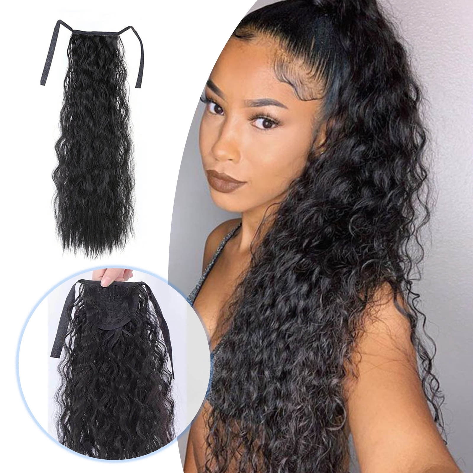 Long Synthetic Natural Looking Adjustable Hair Piece Wig＆Hair Extension
