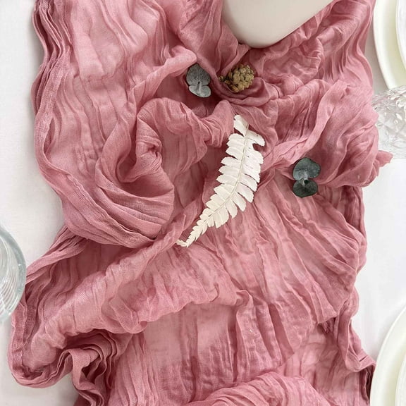 Long Table Runner Decoration Sheer Runner For Wedding Baby Birthday Party Dusty Hot Pink