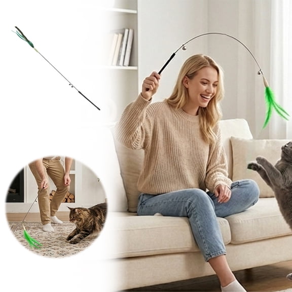 Long Tail Cat Teaser Wand For Interactive Play With And Biting Resistance