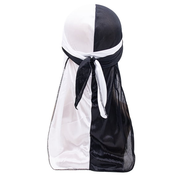 Long Tail Durag Two Tone Head Wrap Elastic Hair Bandana For Hip Hop Street Fashion Style