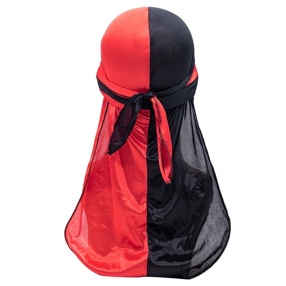 Long Tail Durag Two Tone Head Wrap Elastic Hair Bandana For Hip Hop Street Fashion Style
