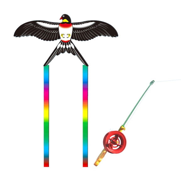 Long Tail Dynamic Wing Kites with Fishing Rod Line Dynamic Swallow Kites Toy for Child Easy Flying Kites Outdoor Activity