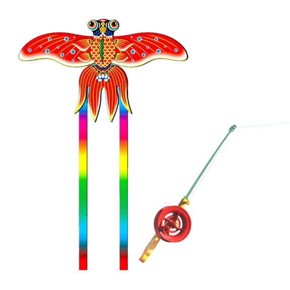Long Tail Dynamic Wing Kites with Fishing Rod Line Dynamic Swallow Kites Toy for Child Easy Flying Kites Outdoor Activity