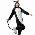 thumbnail image 1 of Long Tail Monkey Unisex Men Women Animal Oneises Couple Pajamas One-piece Pyjamas Winter Flanel Cartoon Homewear Hooded Jumpsuit, 1 of 6