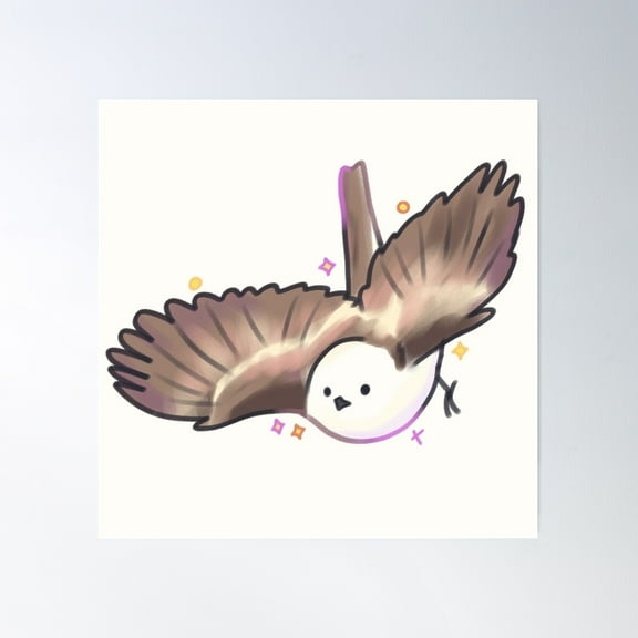 Long-Tailed Tit Poster Wall Art, Modern Wall Decor For Living Room Bedroom, 24x24 UNFRAMED