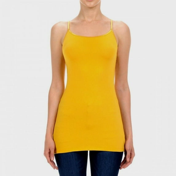 Long Tank Top Adjustable Spaghetti Straps Layering Plain Solid Cami Junior Size 1X/2X/3X