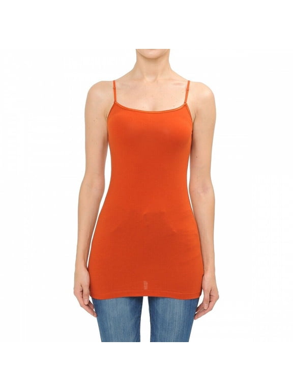 Long Tank Top Adjustable Spaghetti Straps Layering Plain Solid Cami Junior Size 1X/2X/3X