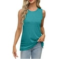 thumbnail image 1 of Long Tank Tops For Women Sevevn Ladies' Loose Casual Solid Color Round Neck Slit Sleeveless Top Spaghetti Strap Tank Top, 1 of 8