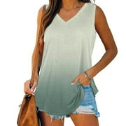 Long Tank Tops For Women Sevevn Womens Print Tank-Neck Basic Casual Flowy Summer Sleeveless T-Shirt Basic Tank Tops For Women