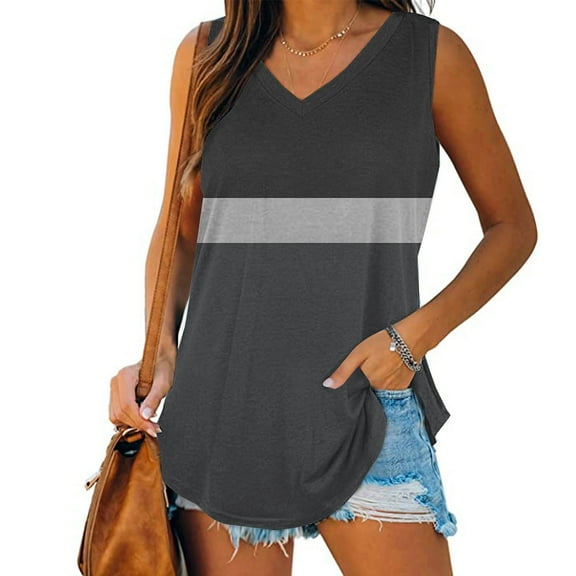 Long Tank Tops For Women Sevevn Womens Print Tank-Neck Basic Casual Flowy Summer Sleeveless T-Shirt Basic Tank Tops For Women