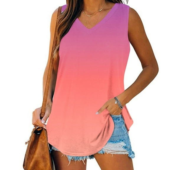 Long Tank Tops For Women Sevevn Womens Print Tank-Neck Basic Casual Flowy Summer Sleeveless T-Shirt Basic Tank Tops For Women