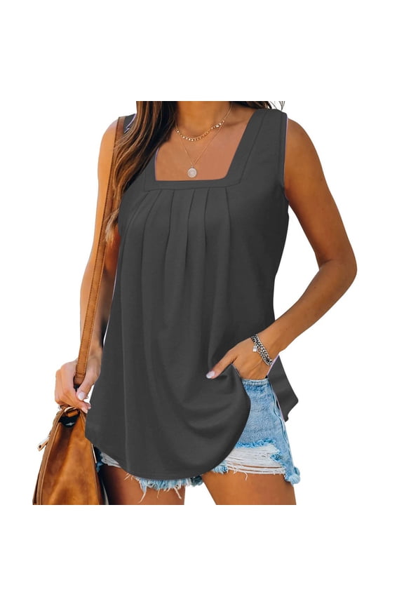Long Tank Tops For Women Sevevn Womens Print Tank-Neck Basic Casual Flowy Summer Sleeveless T-Shirt Basic Tank Tops For Women