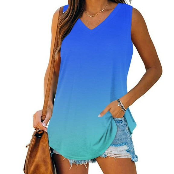Long Tank Tops For Women Sevevn Womens Print Tank-Neck Basic Casual Flowy Summer Sleeveless T-Shirt Basic Tank Tops For Women