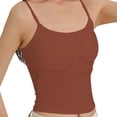 thumbnail image 1 of Long Tank Tops for Women Ribbed Spaghetti Strap Bra Crop Tank Tops Summer Tops, 1 of 4