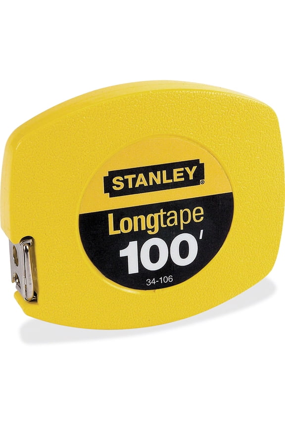 Long Tape Measure 1/8" Graduations, 100ft, Yellow