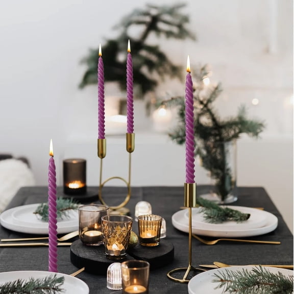 Long Taper Candles Set of 4, Unscented Wax Candle Sticks for Wedding Table Decoration and Candlelight Dinner, Elegant Long Candles for Party and Holiday Decor