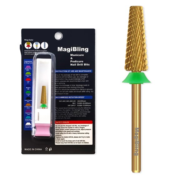 Long Tapered Barrel Nail Drill Bit, Tungsten Carbide Cross Cut E File Bit with Multi Direction Use for Gel Removal