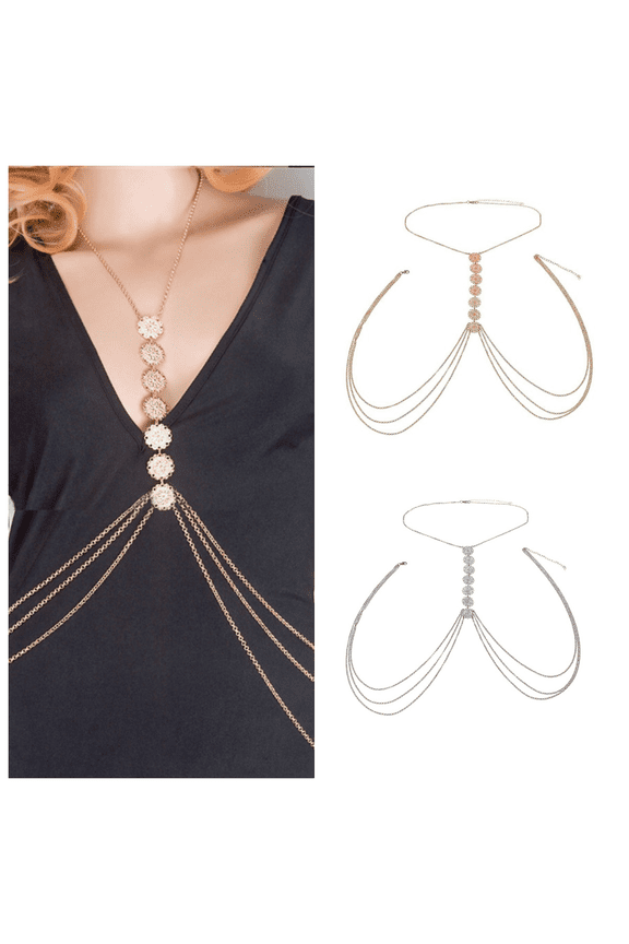 Long Tassel Body Chain Retro Carved Disc Waist Chain Fashion Jewelry Accessory for Women Festival Party Outfit