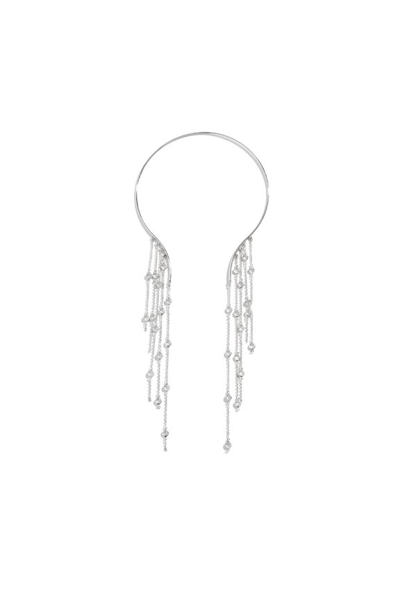 Long Tassel Metal Open Choker Star Imitation Pearl Beads Tassel Collar Clavicle Chain Necklace Chest Body Jewelry for Women