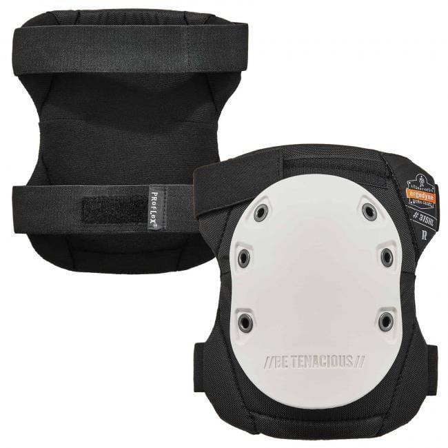 Long Textured Hard Cap Knee Pads, White Cap