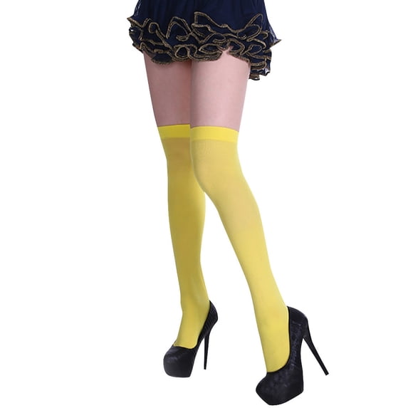 Long Thigh High Socks Thigh High Compression Socks Long Socks for Women Thigh Highs Long Tall Knee Tube Socks Knee High Boot Stocking Leg Warmers Christmas Presents Yellow One Size