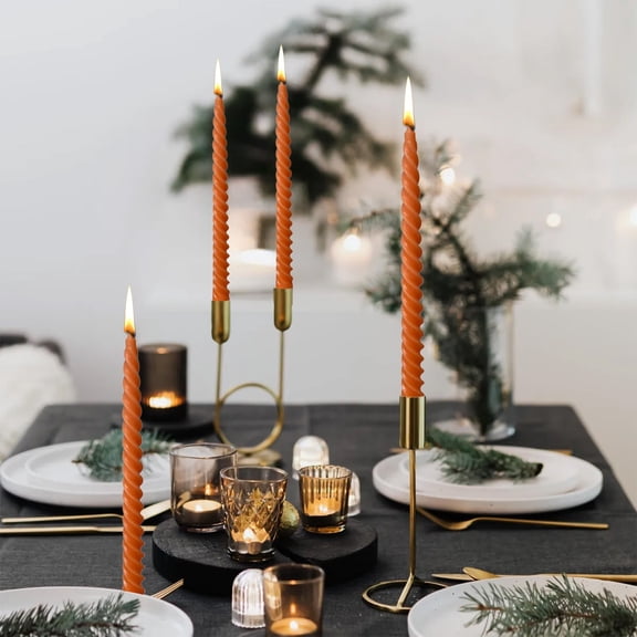 Long Thread Candles Set of 4, Unscented Stick Candles Wedding Banquet Party Holiday Decorative Candle Set Centerpiece Home Decor