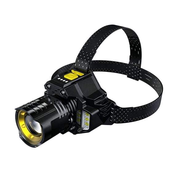Long Throw Rechargeable Headlamp, Zoomable Spotlight and Floodlight for Search and Rescue, IP66 Waterproof with 6 Modes for Hiking, Camping, Running, and Hunting